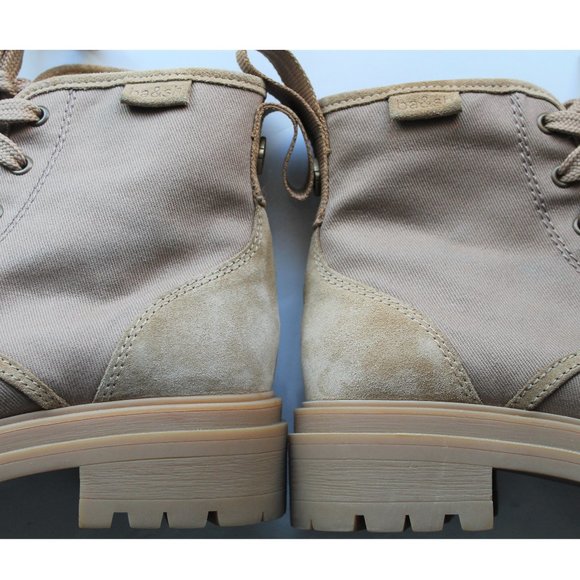 BA&SH Canastra Lace-Up Ankle Boots / Size 36 / Beige Leather Suede Combat - Picture 6 of 14